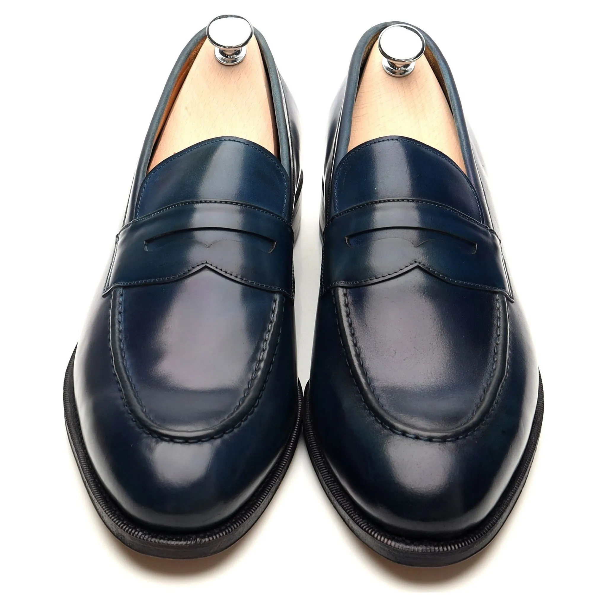 '101484' Navy Blue Cordovan Leather Loafers UK 9.5 E