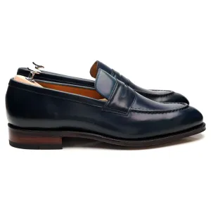 '101484' Navy Blue Cordovan Leather Loafers UK 9.5 E