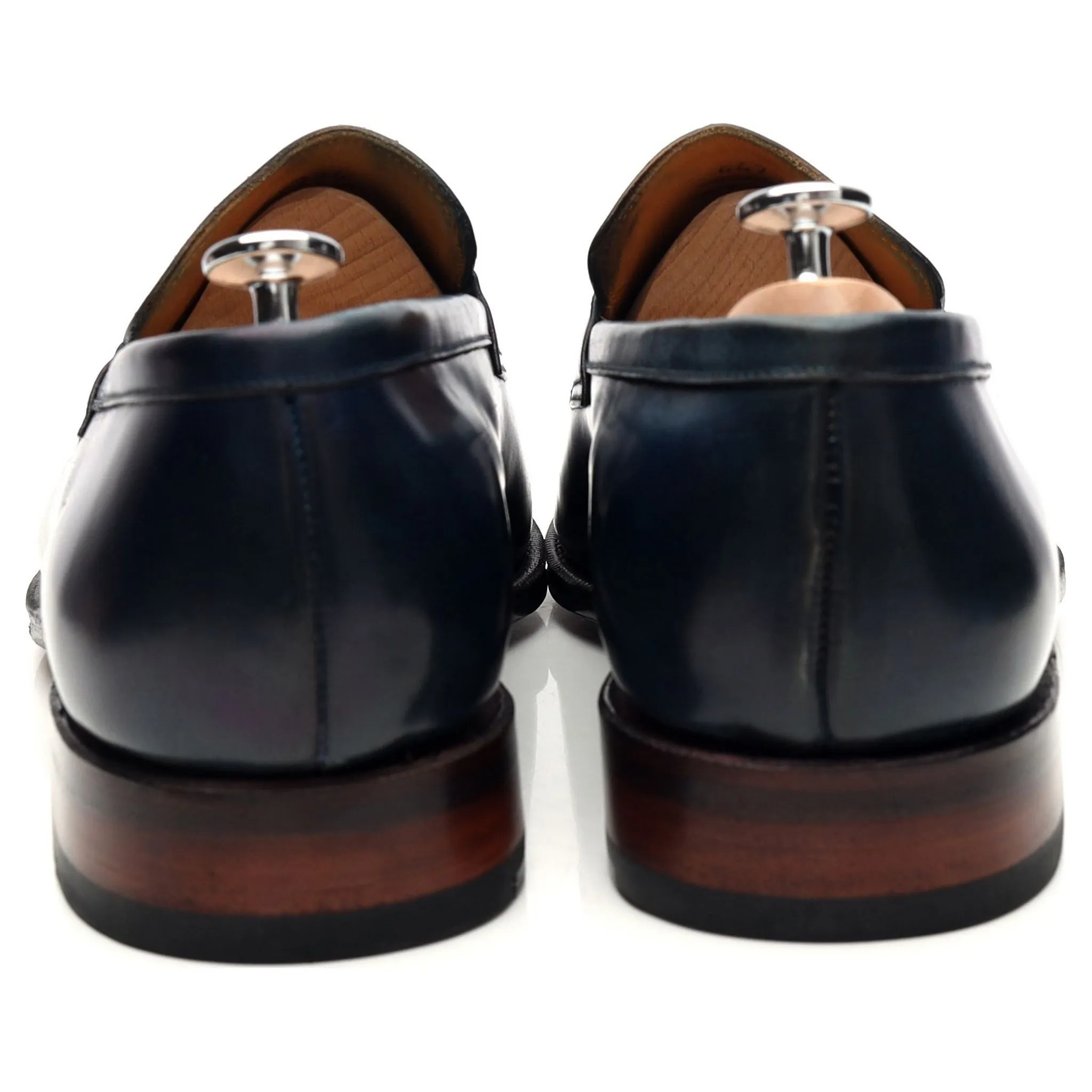 '101484' Navy Blue Cordovan Leather Loafers UK 9.5 E