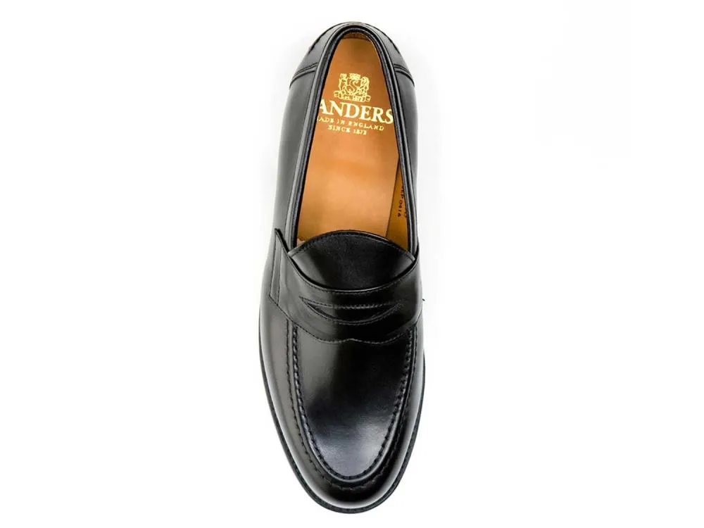 ALDWYCH Mens Black Calf Penny Loafer by Sanders