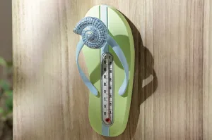 Aquamarine Shell Flip Flop Wall Mounted Thermometer