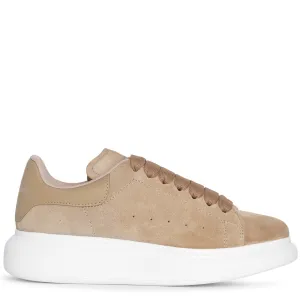 Beige and white classic suede sneakers