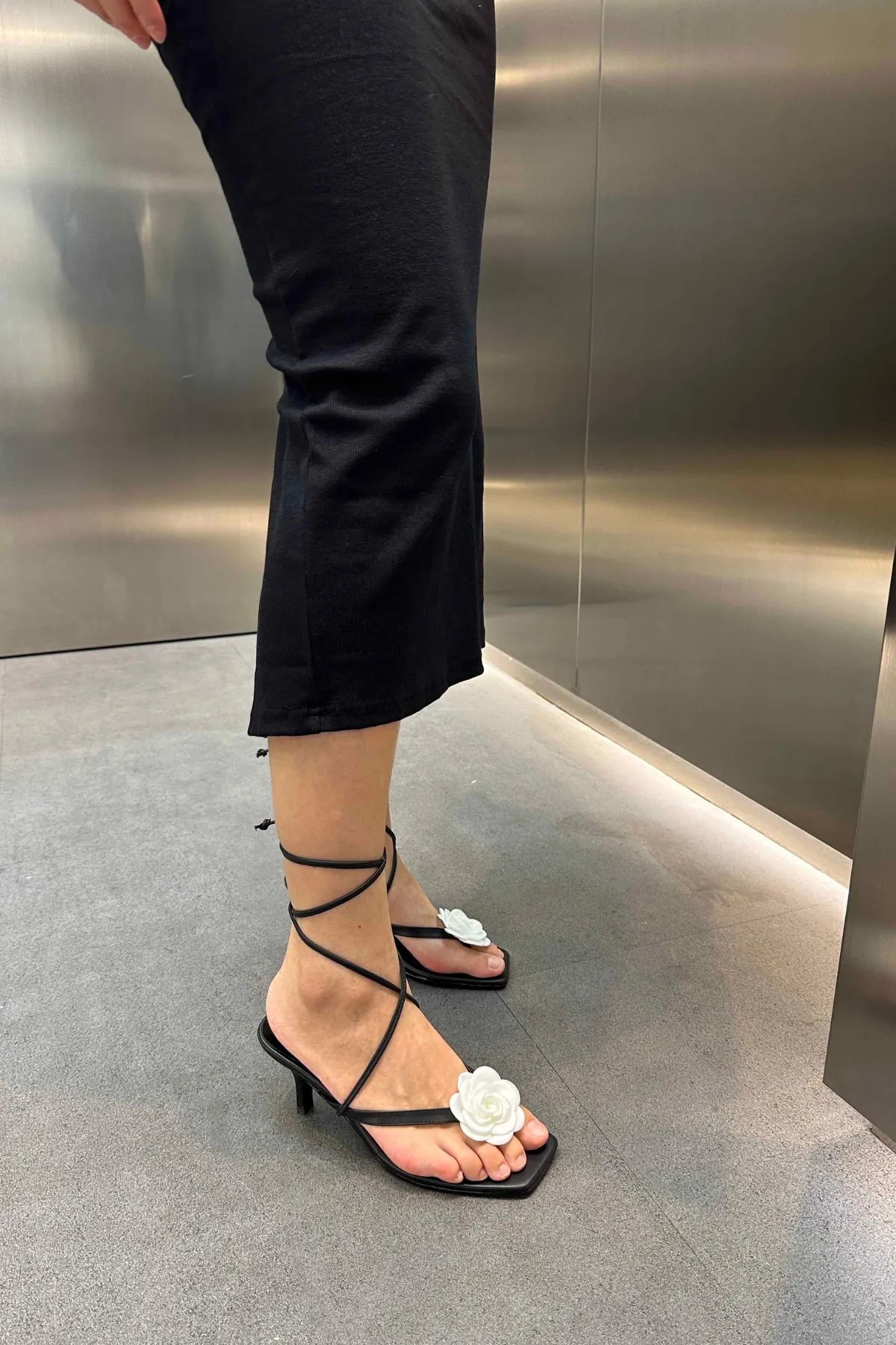 Black White Kira Heels