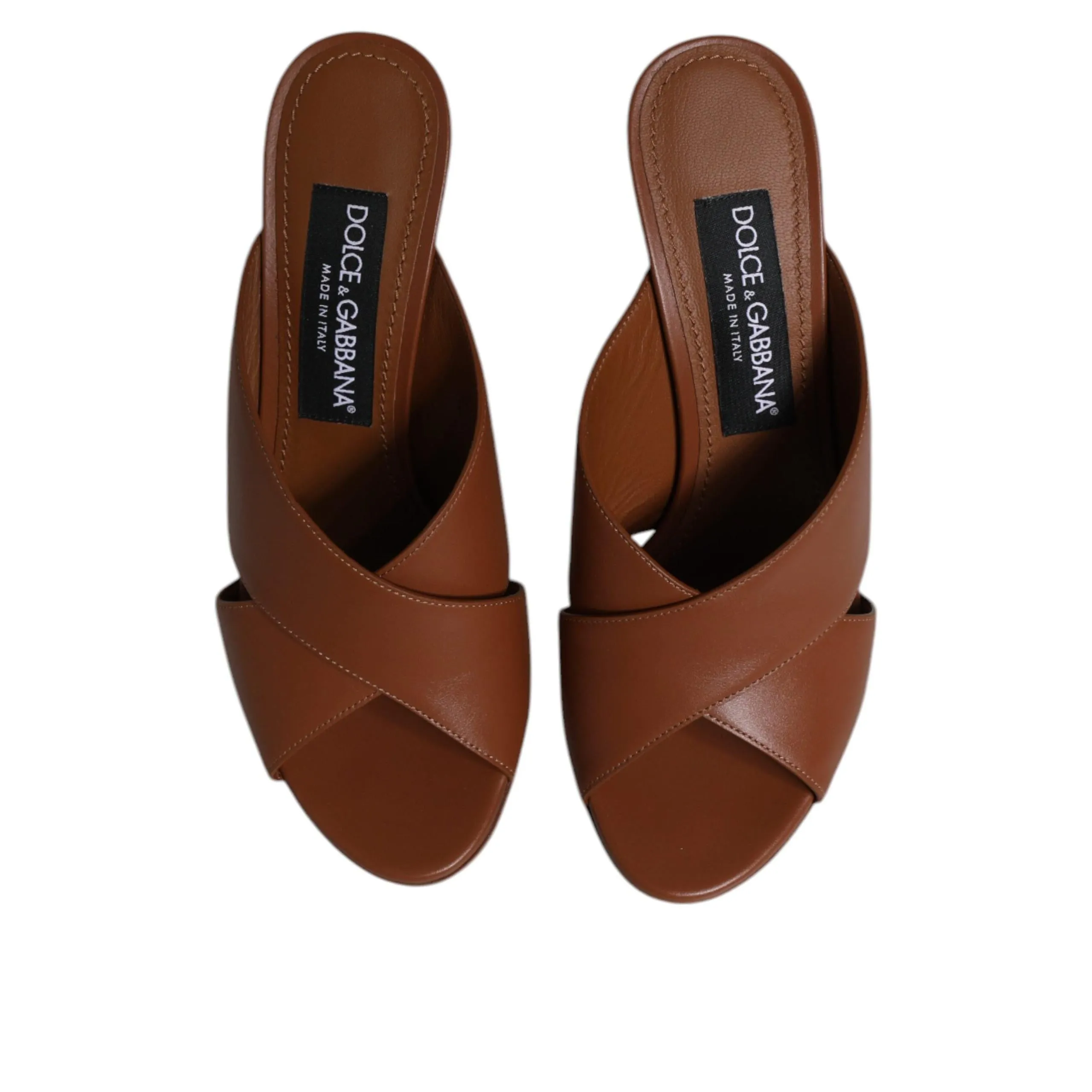 Dolce & Gabbana Maroon Logo KEIRA Leather Slides Sandals Shoes