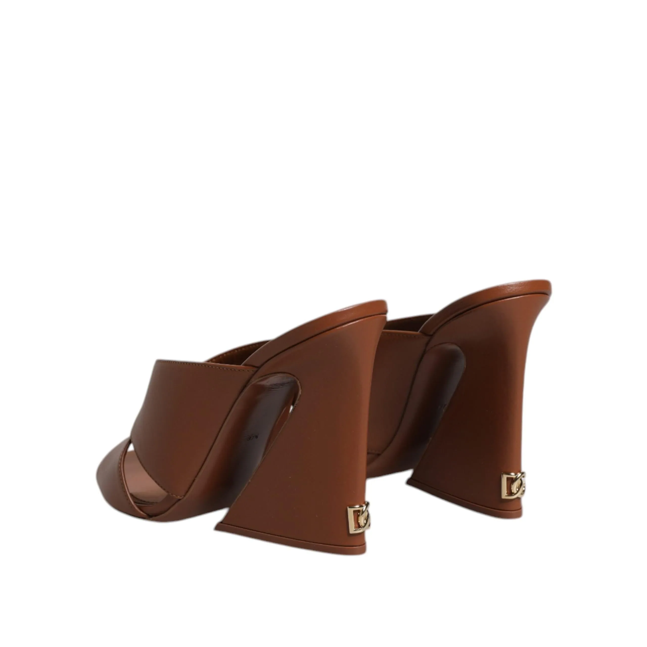 Dolce & Gabbana Maroon Logo KEIRA Leather Slides Sandals Shoes