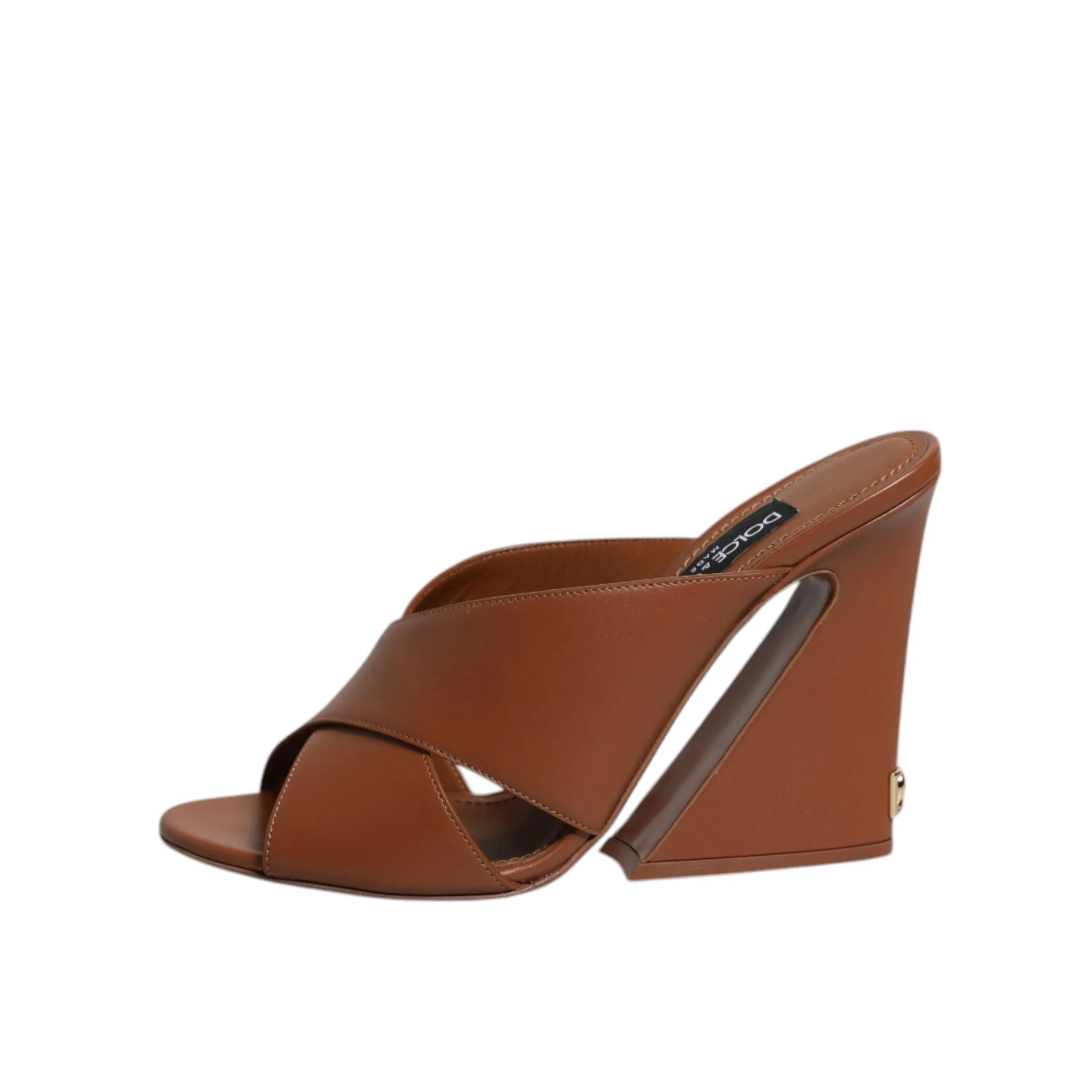 Dolce & Gabbana Maroon Logo KEIRA Leather Slides Sandals Shoes