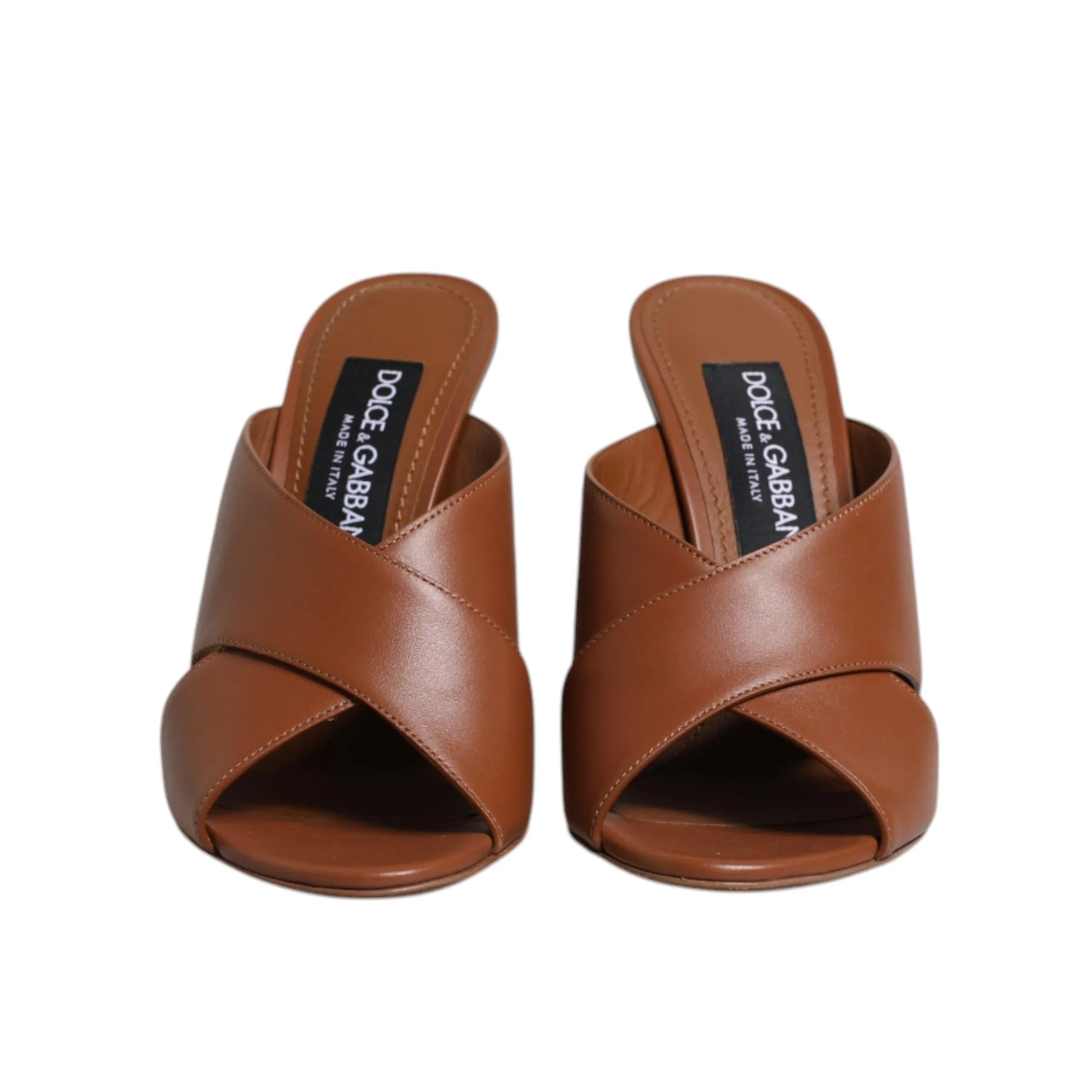 Dolce & Gabbana Maroon Logo KEIRA Leather Slides Sandals Shoes
