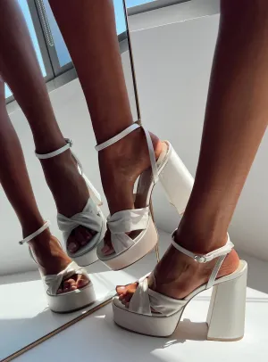 Everlasting Satin Platform Heels Champagne