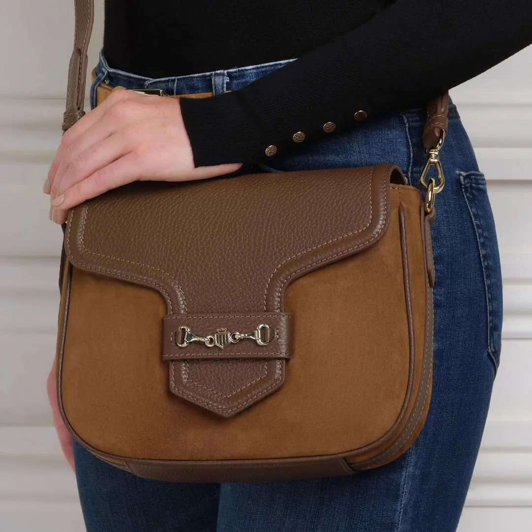 Fairfax & Favor Fitzwilliam Suede Saddle Bag in Tan