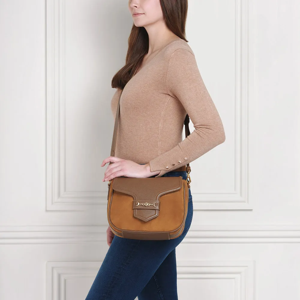 Fairfax & Favor Fitzwilliam Suede Saddle Bag in Tan
