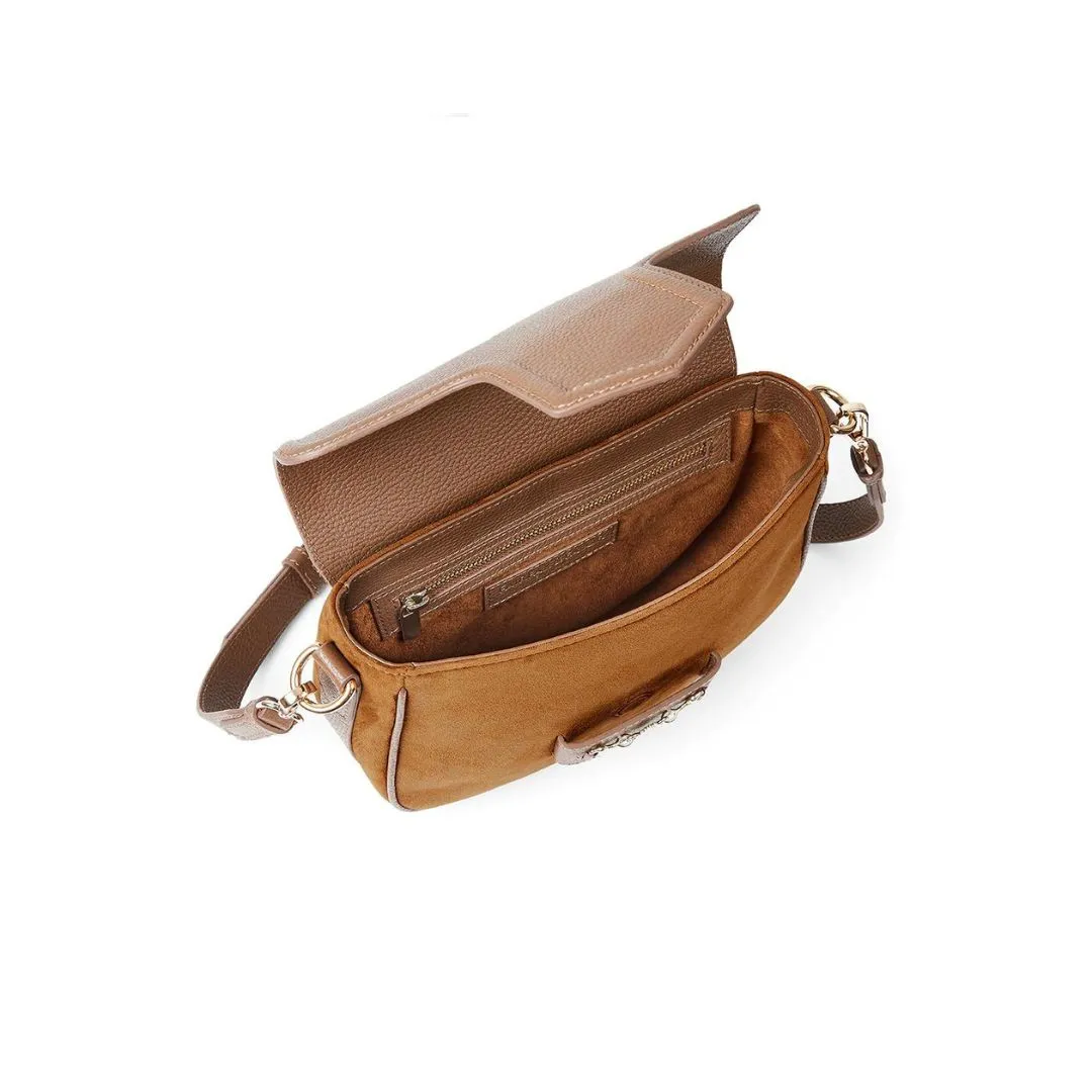 Fairfax & Favor Fitzwilliam Suede Saddle Bag in Tan
