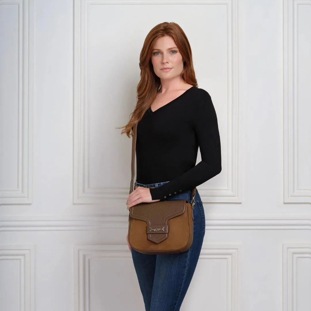 Fairfax & Favor Fitzwilliam Suede Saddle Bag in Tan