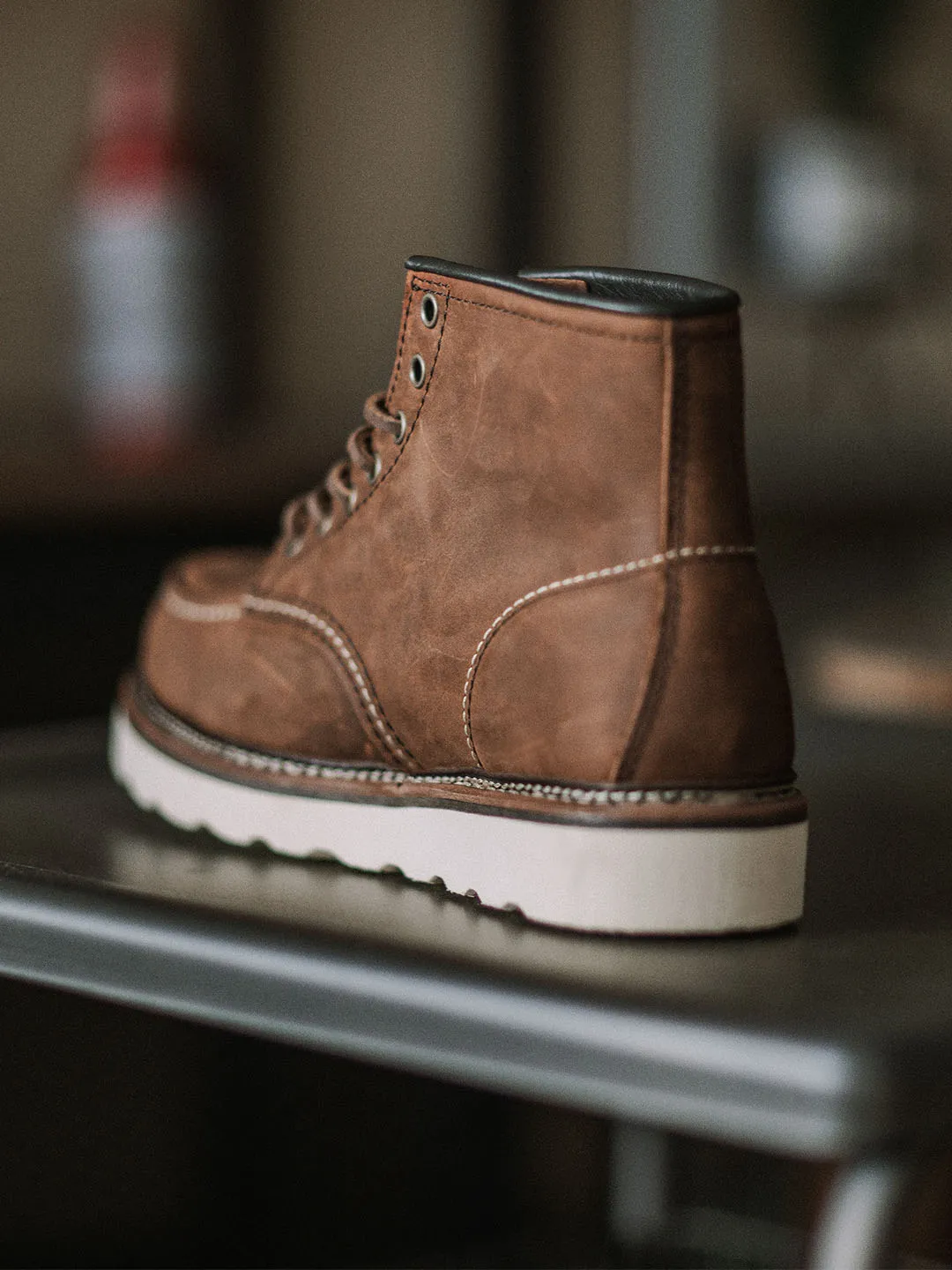 Full grain leather men's Moc Toe work boots