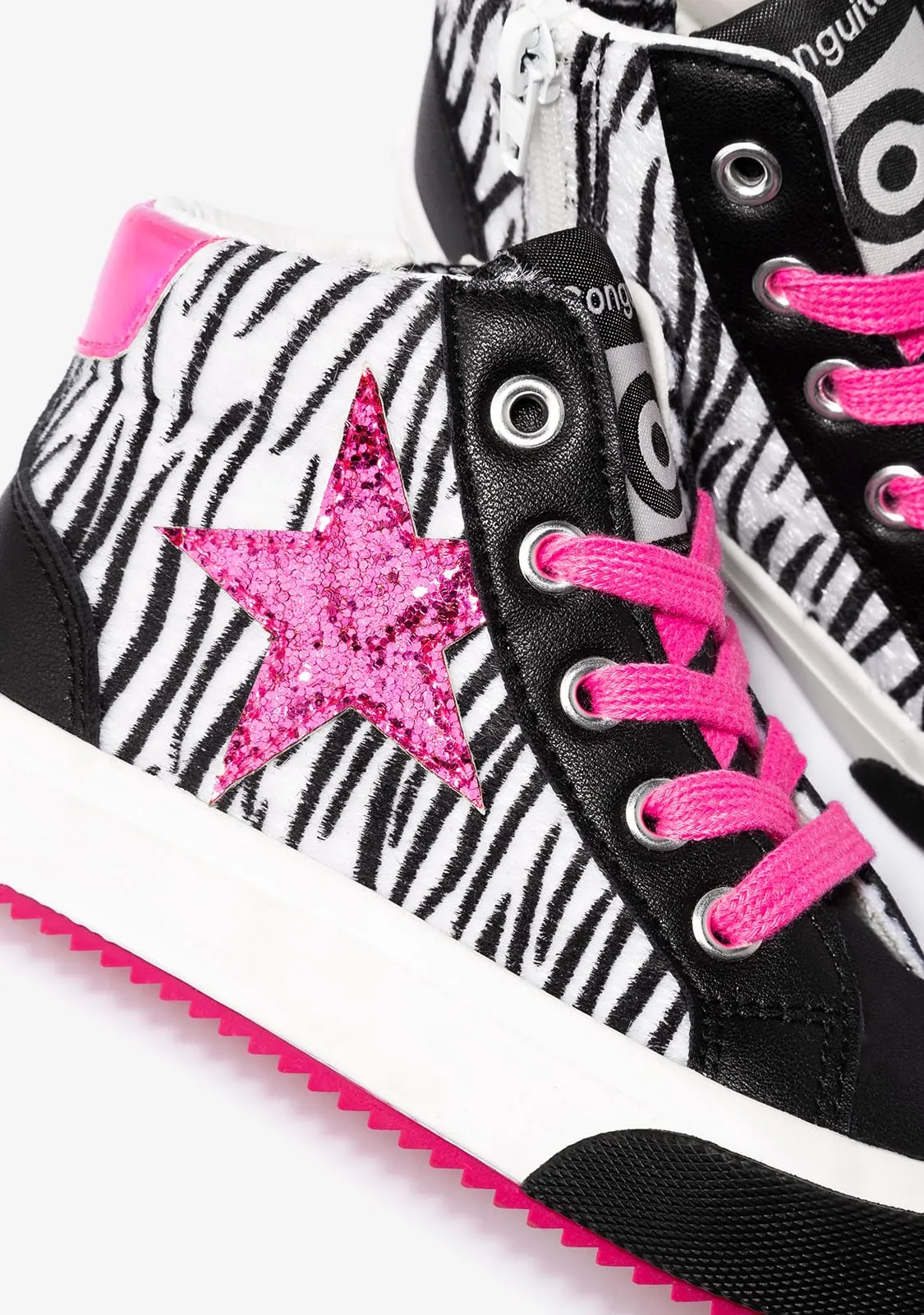 Girl's Black Star Hi-Top Sneakers