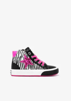 Girl's Black Star Hi-Top Sneakers