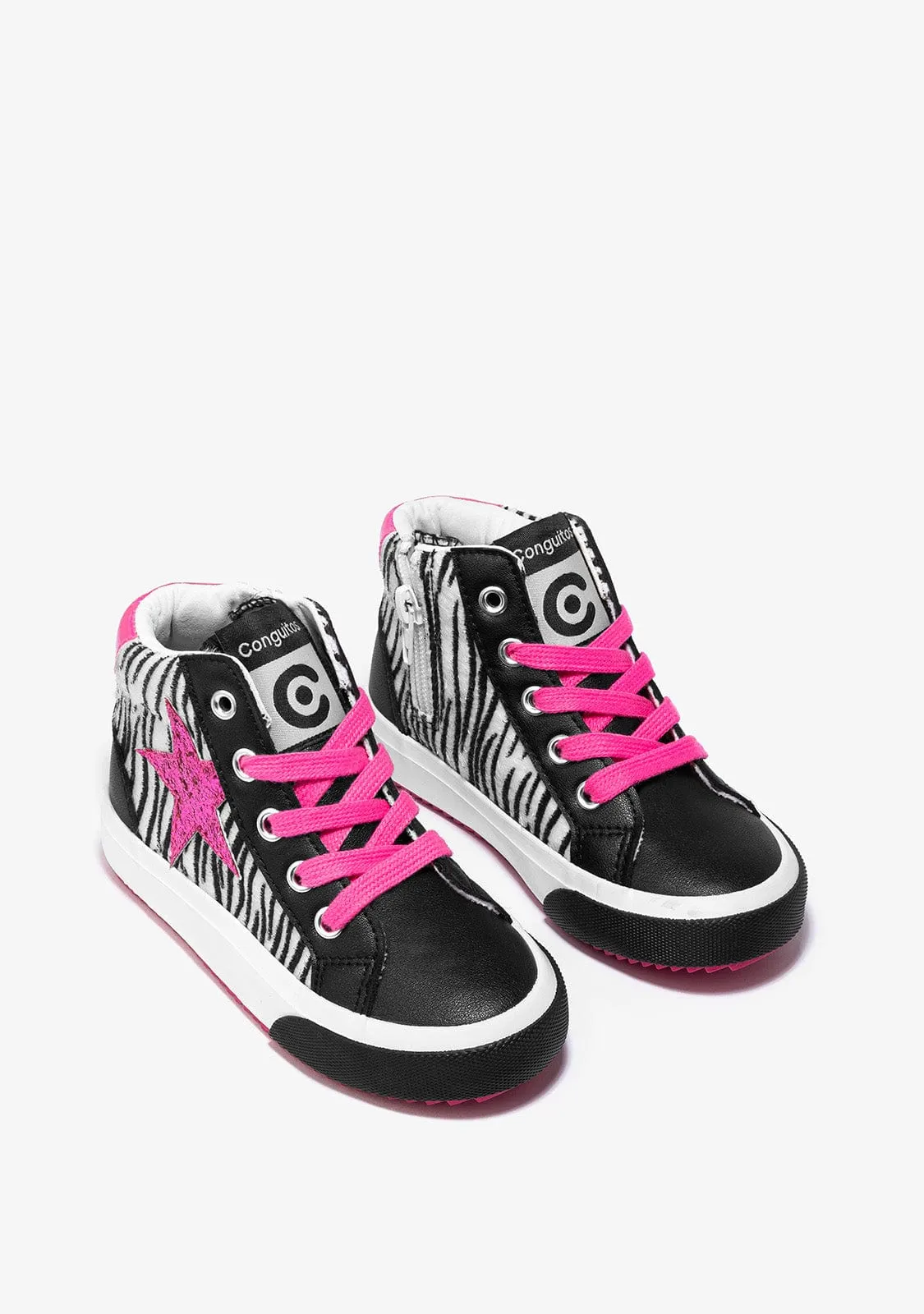 Girl's Black Star Hi-Top Sneakers