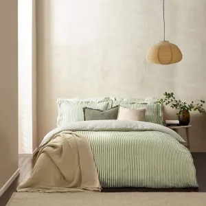 Hebden Mélange Stripe 100% Cotton Duvet Cover Set Forest
