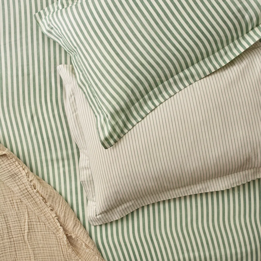Hebden Mélange Stripe 100% Cotton Duvet Cover Set Forest
