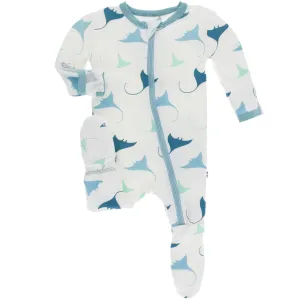 KicKee Pants - Footie w/Zipper Natural Manta Ray