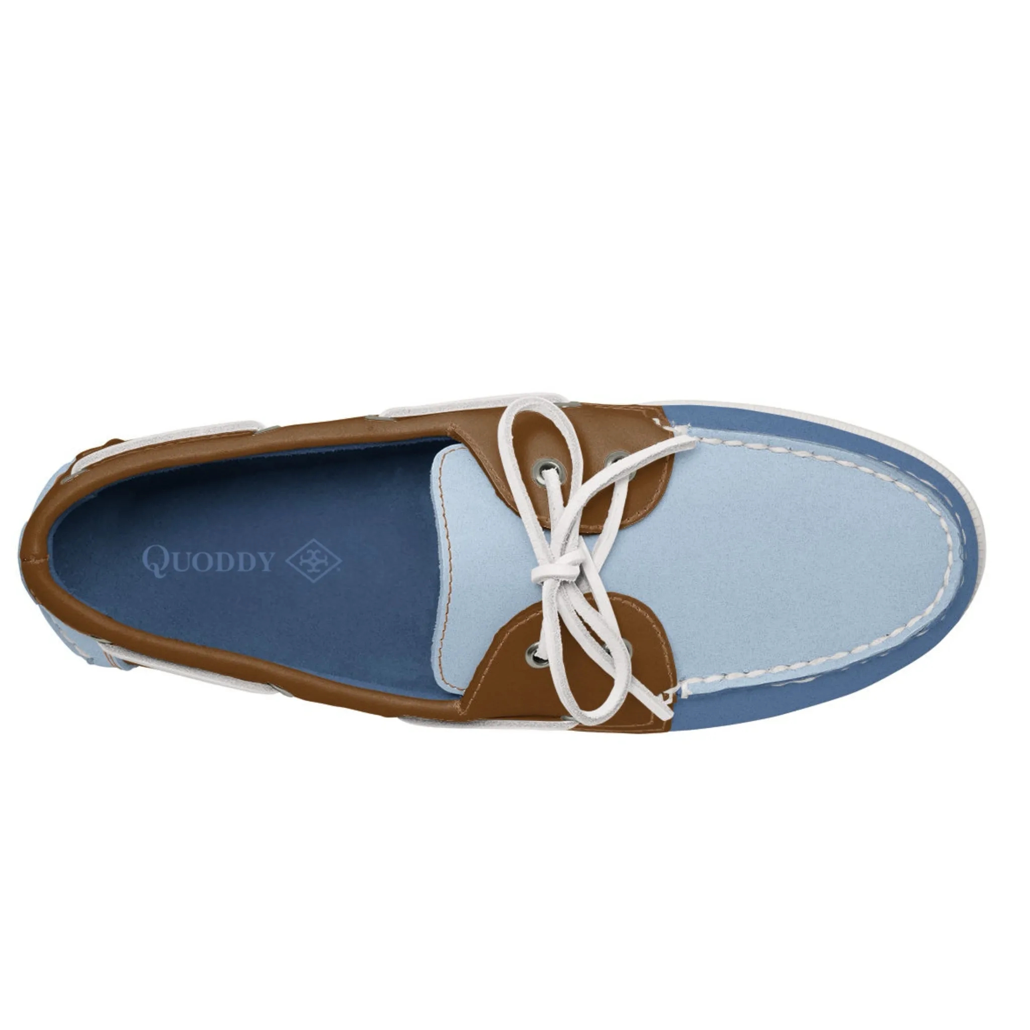 Men’s 2 Eyelet LE Boat Shoe: Blue/Lt Blue/Brown