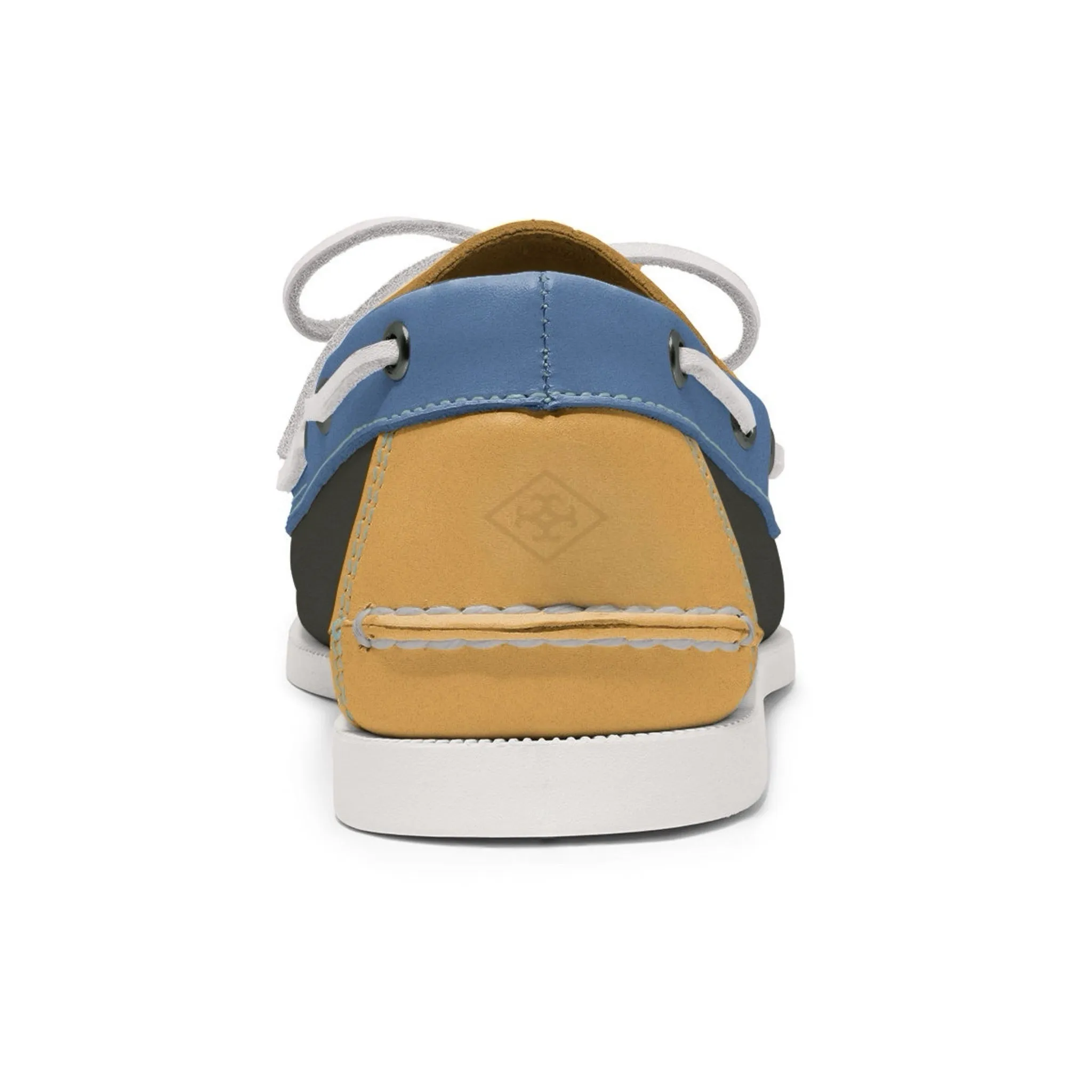 Men’s 2 Eyelet LE Boat Shoe: Dk Grey/ Gold/Blue
