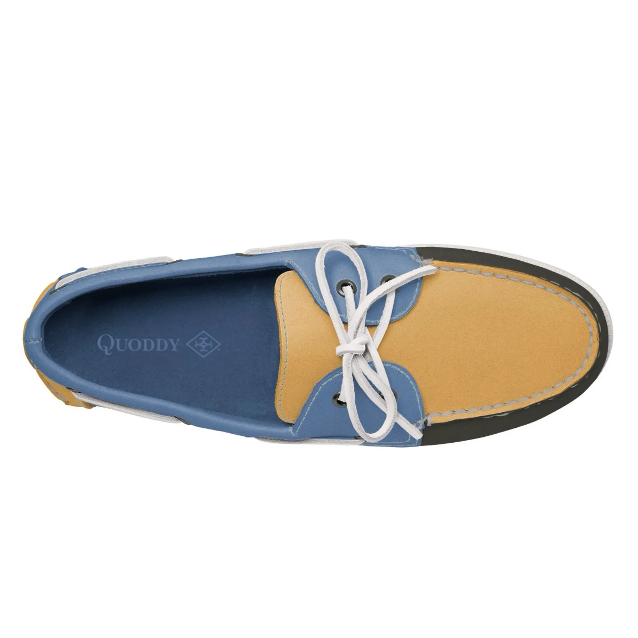 Men’s 2 Eyelet LE Boat Shoe: Dk Grey/ Gold/Blue