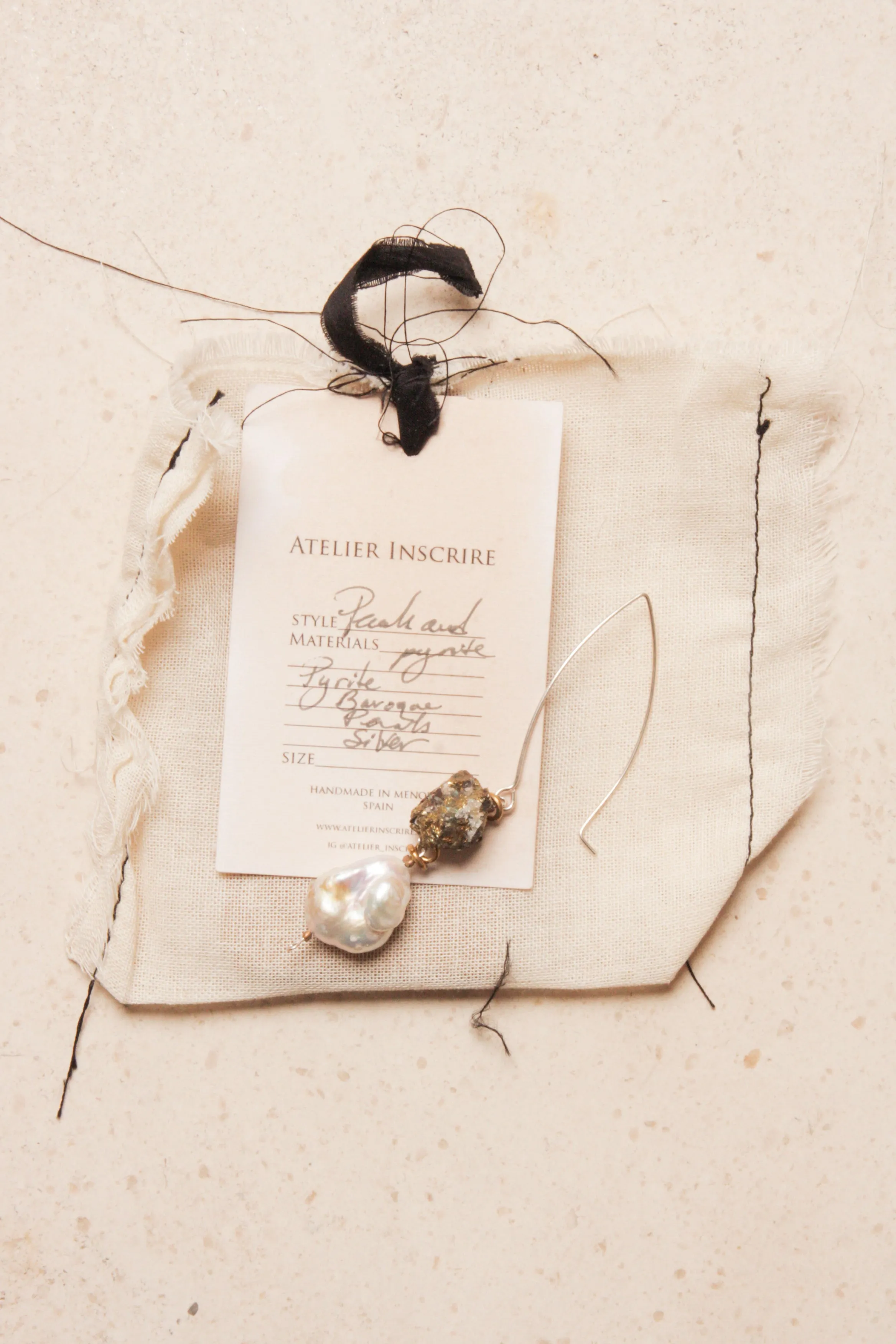 Pyrite and Pearl Drop Earring