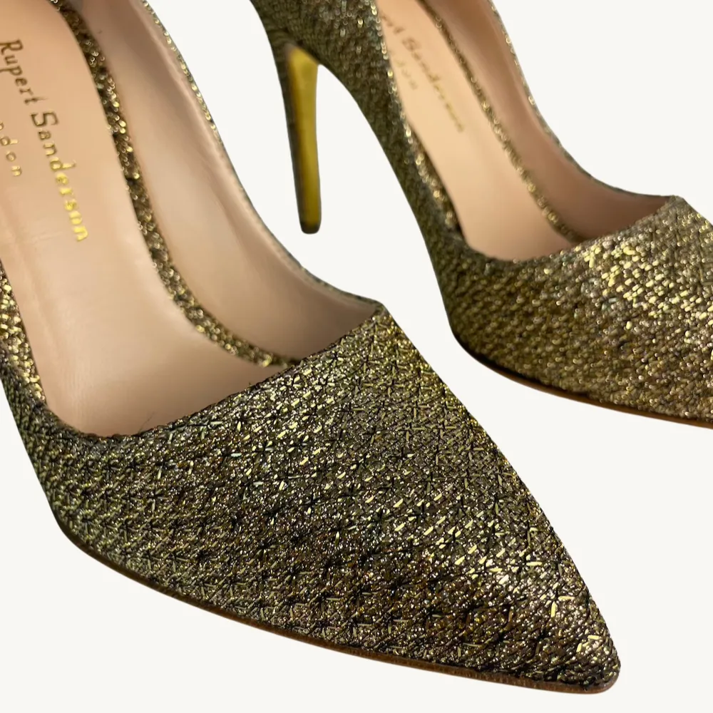 Rupert Sanderson Mallory Pump - Glitter Bronze