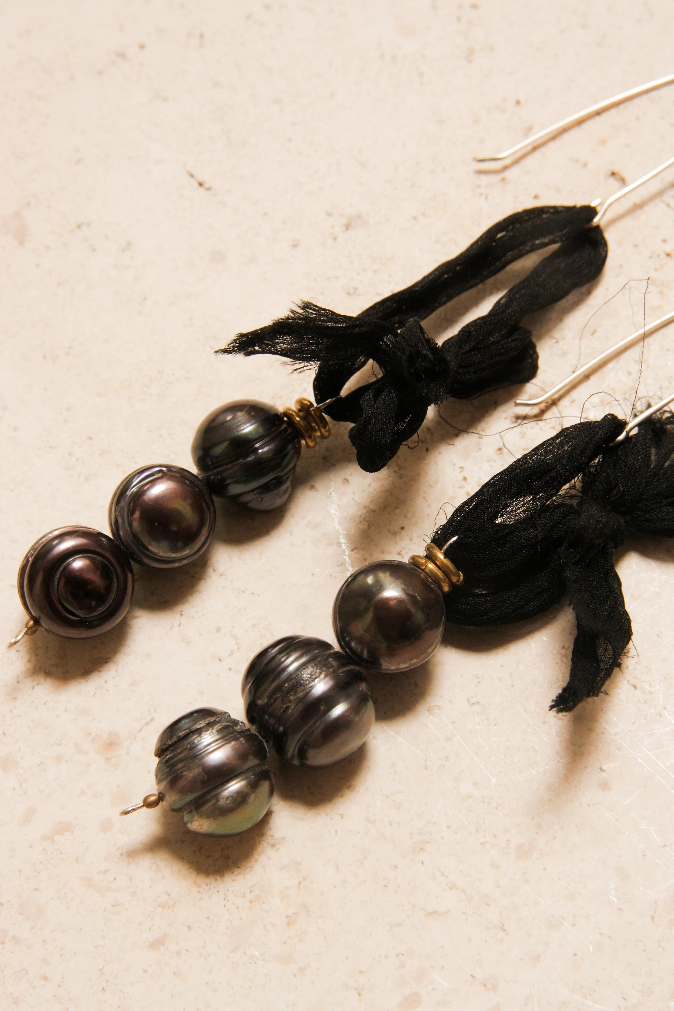 Silk and Pearl Earrings