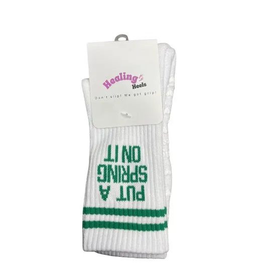 SINGER22 Exclusive Healing Heels Put A Spring On It Pilates Socks