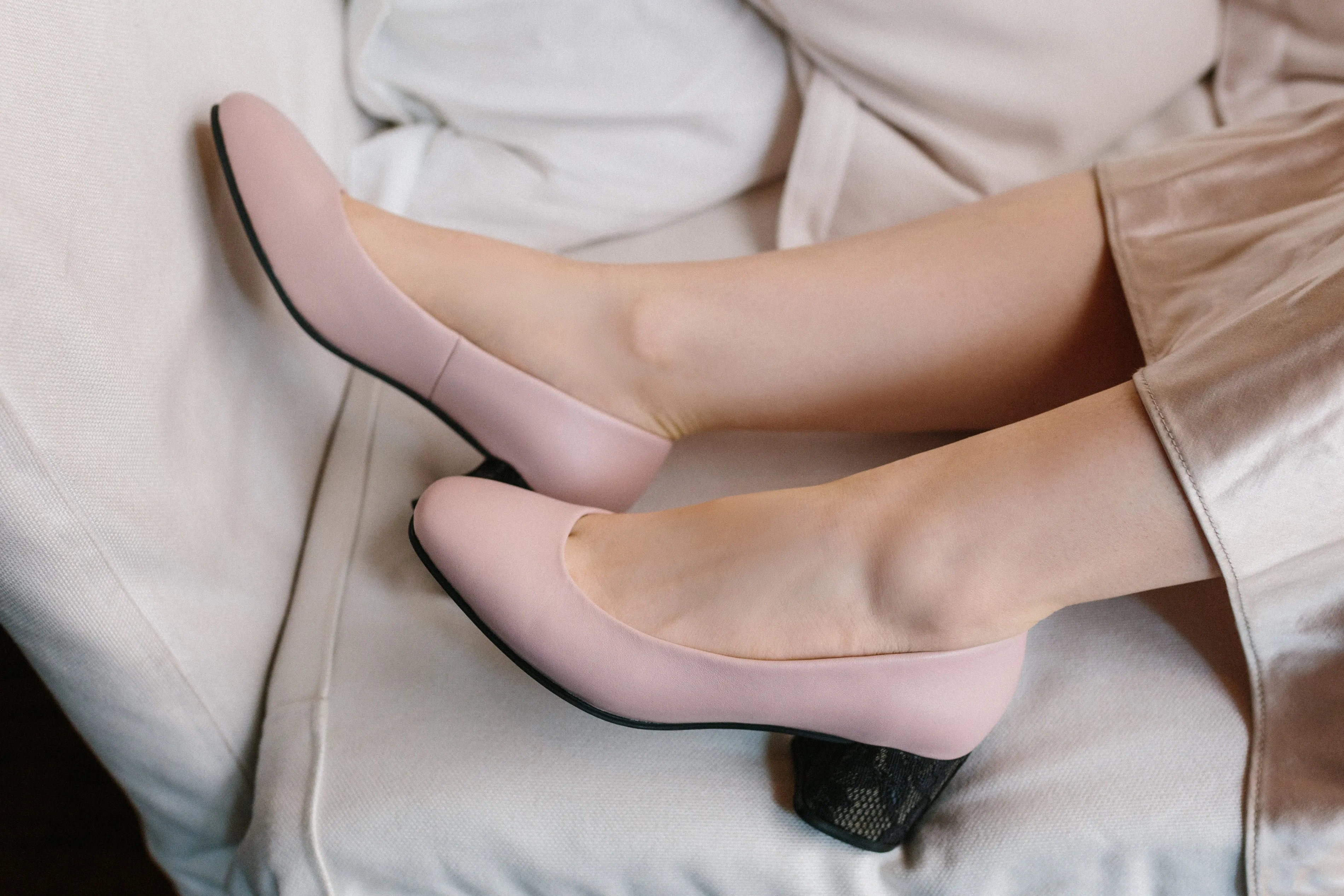SWEET PEA Pink Leather Pumps