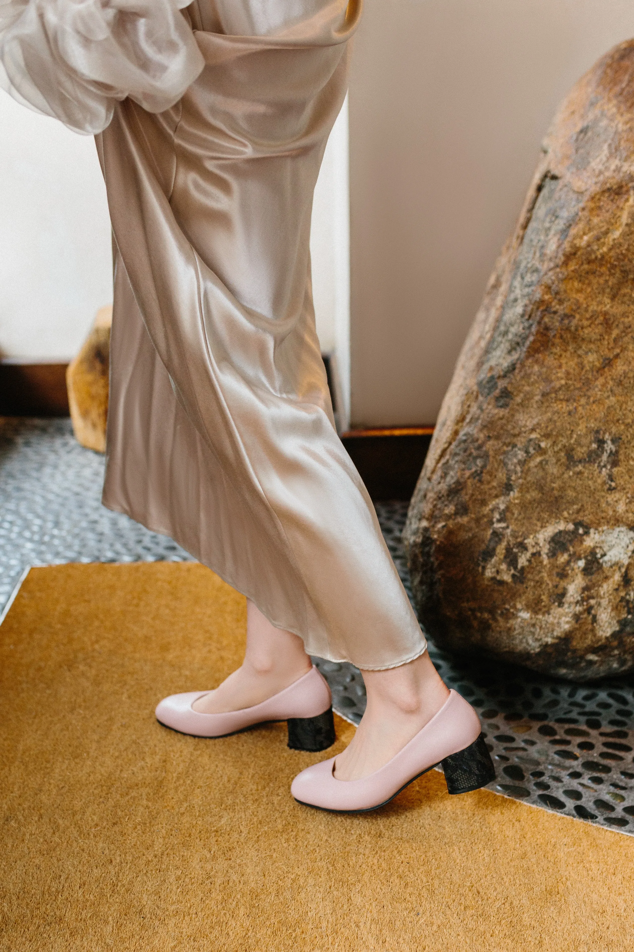 SWEET PEA Pink Leather Pumps
