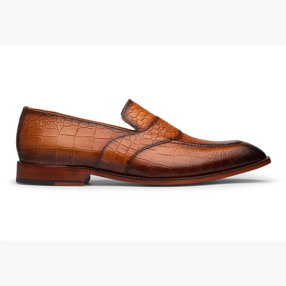 Tan Patina Croco Loafers