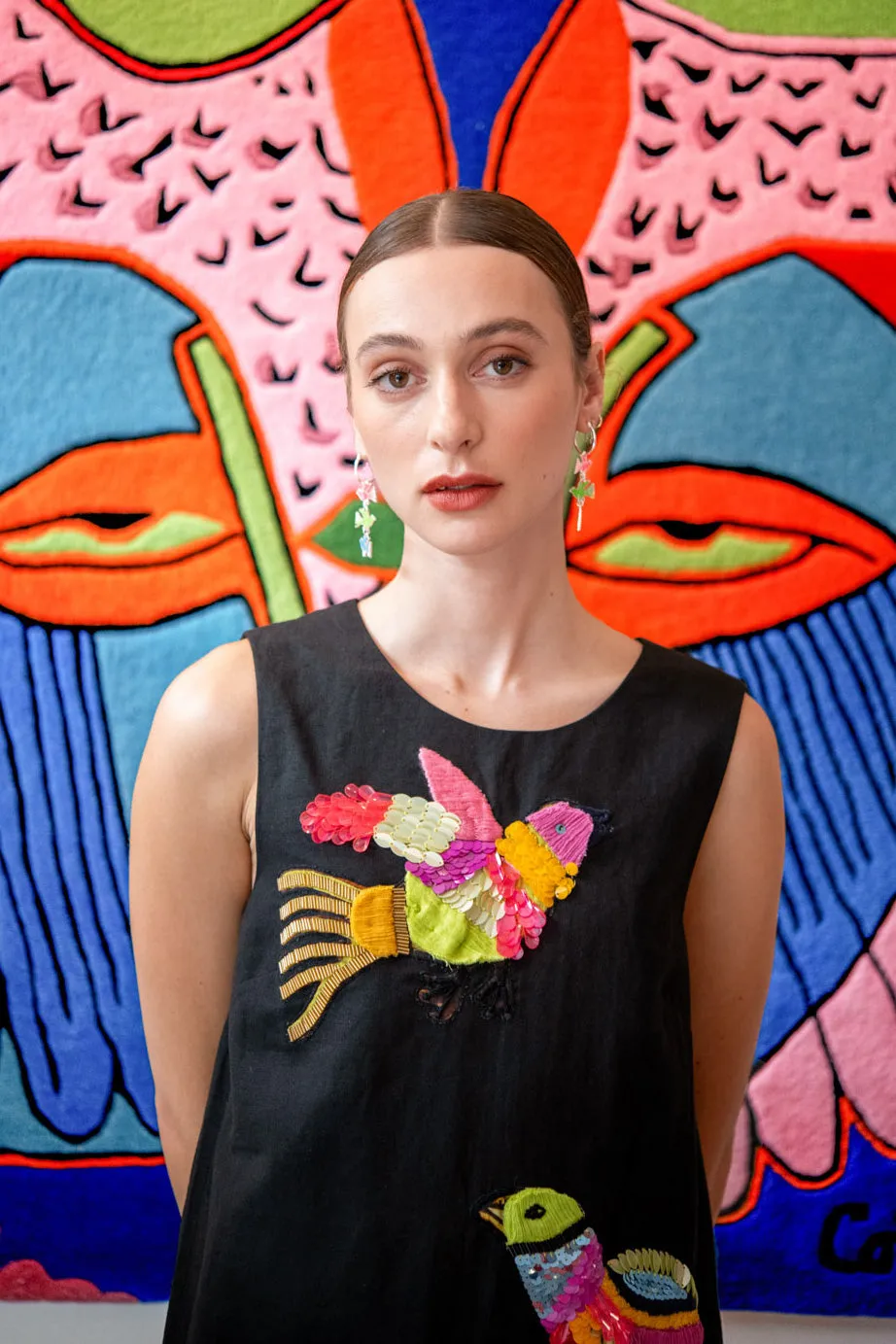 The Birds Emb Shift Dress
