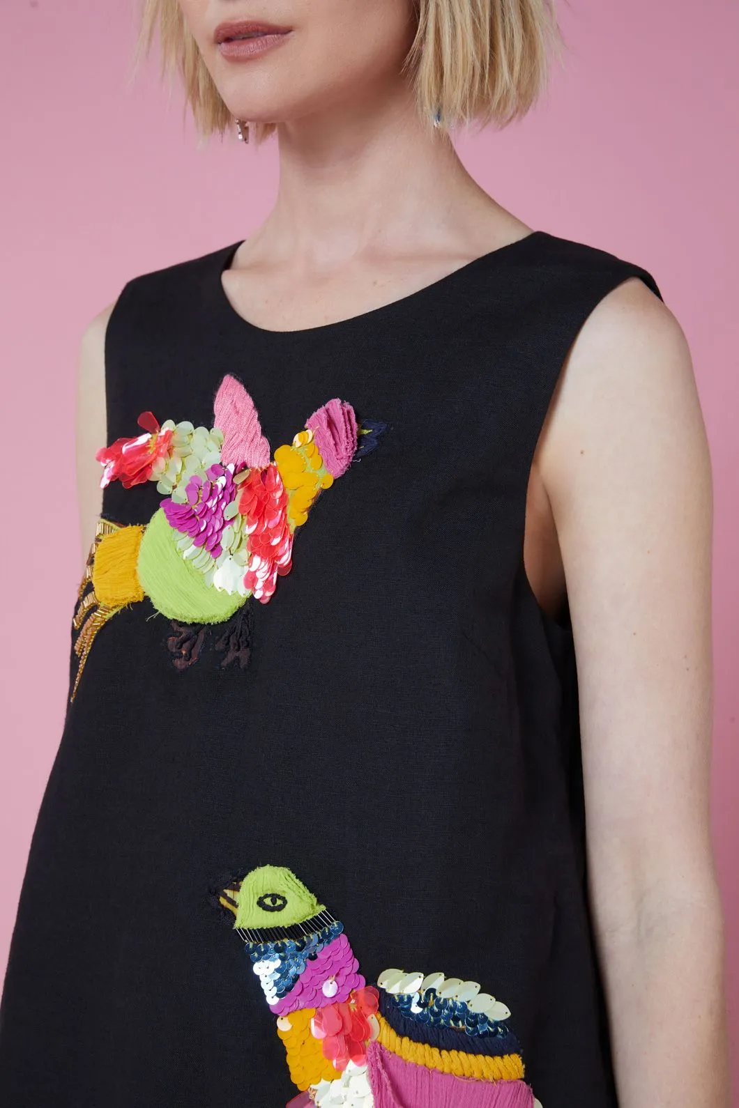 The Birds Emb Shift Dress