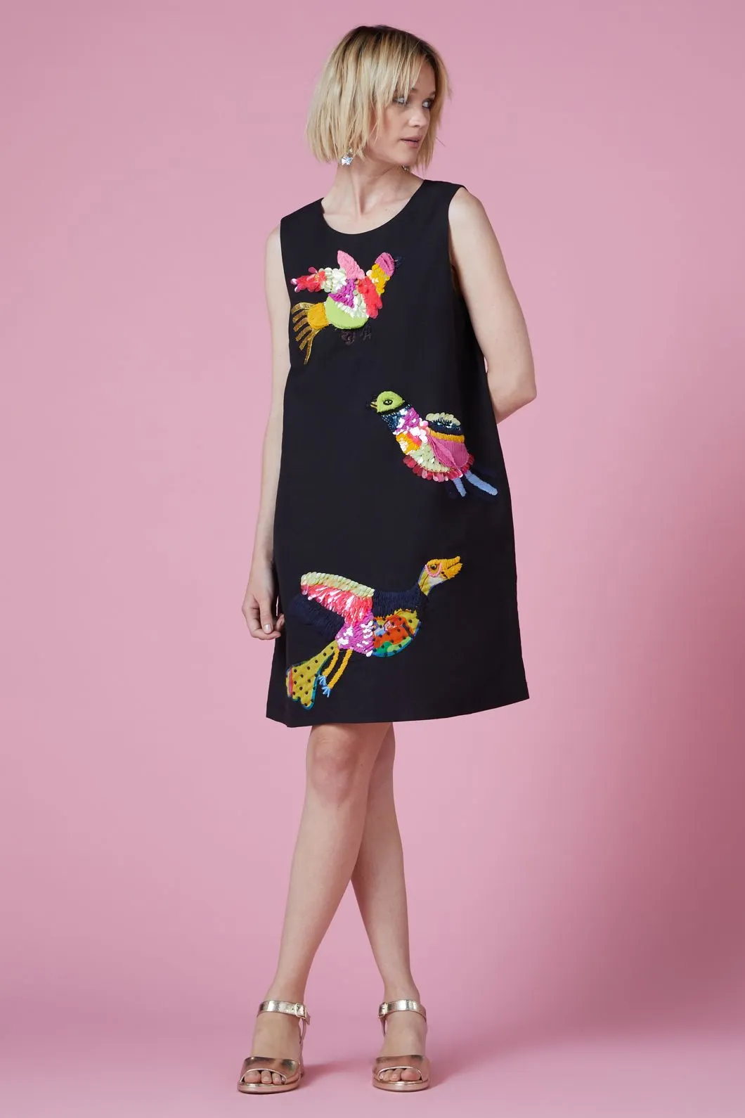 The Birds Emb Shift Dress