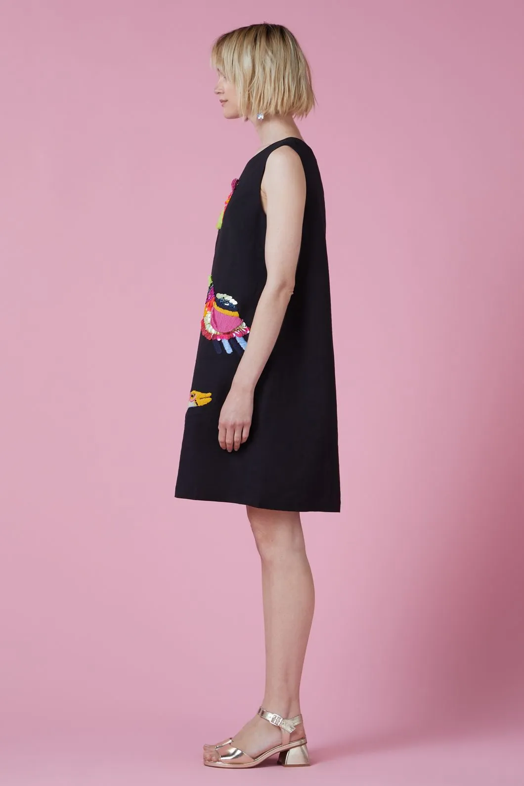 The Birds Emb Shift Dress