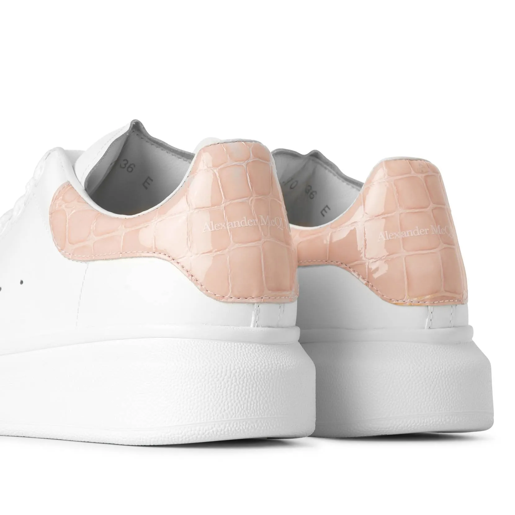 White and tea rose embossed classic sneakers