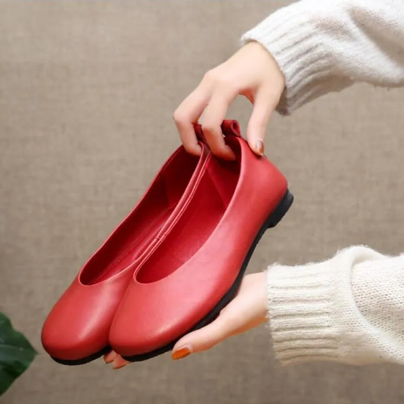 Women Real Leather Shoes Moccasins Mother Loafers